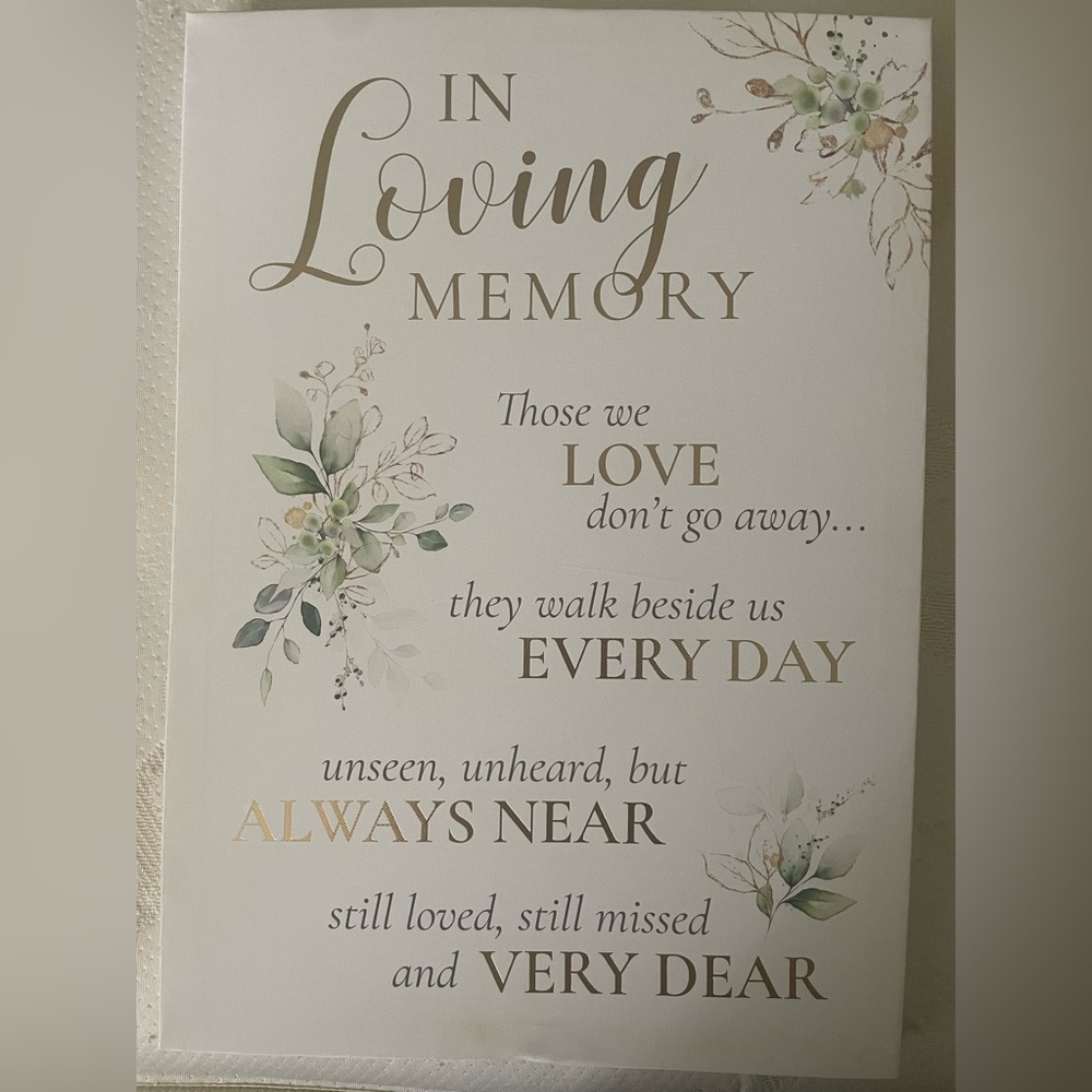 NWOT Lillian Rose Botanical Theme Wedding Memorial Canvas Sign
